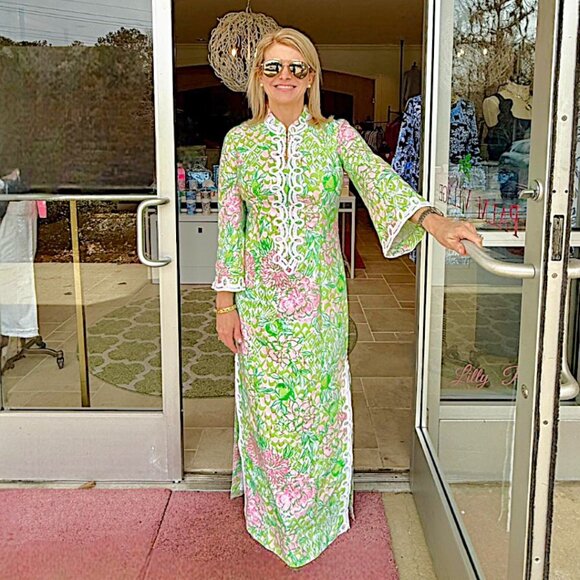 Lilly Pulitzer Shealyn Maxi Caftan in Fauna Green/Lime Feeling Good NWT - Size 4 - Picture 7 of 10